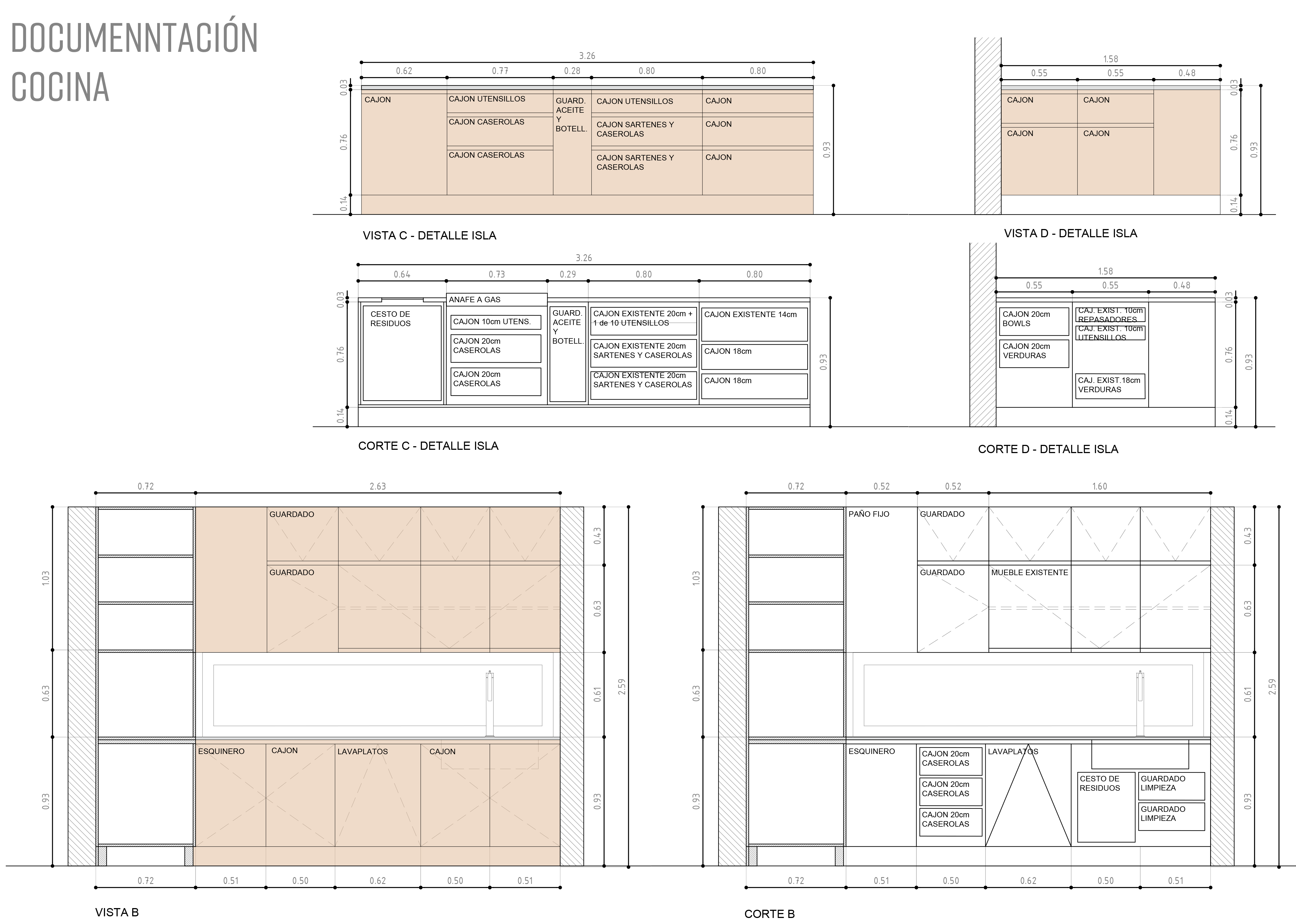 Documentación técnica arquitectónica — reforma de cocina CABA — Nadia Hidalgo arquitecta