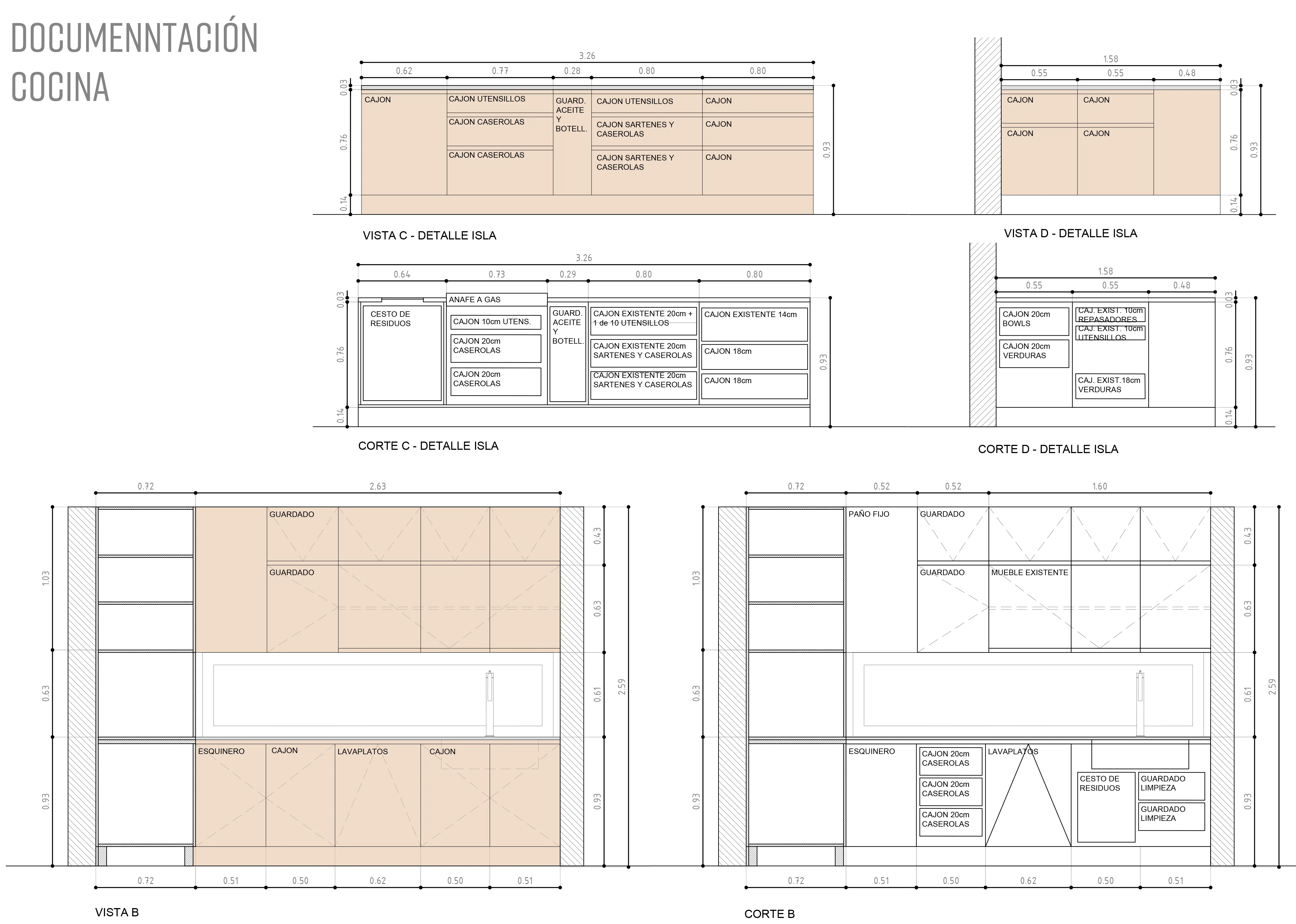 Documentación técnica arquitectónica — reforma de cocina CABA — Nadia Hidalgo arquitecta