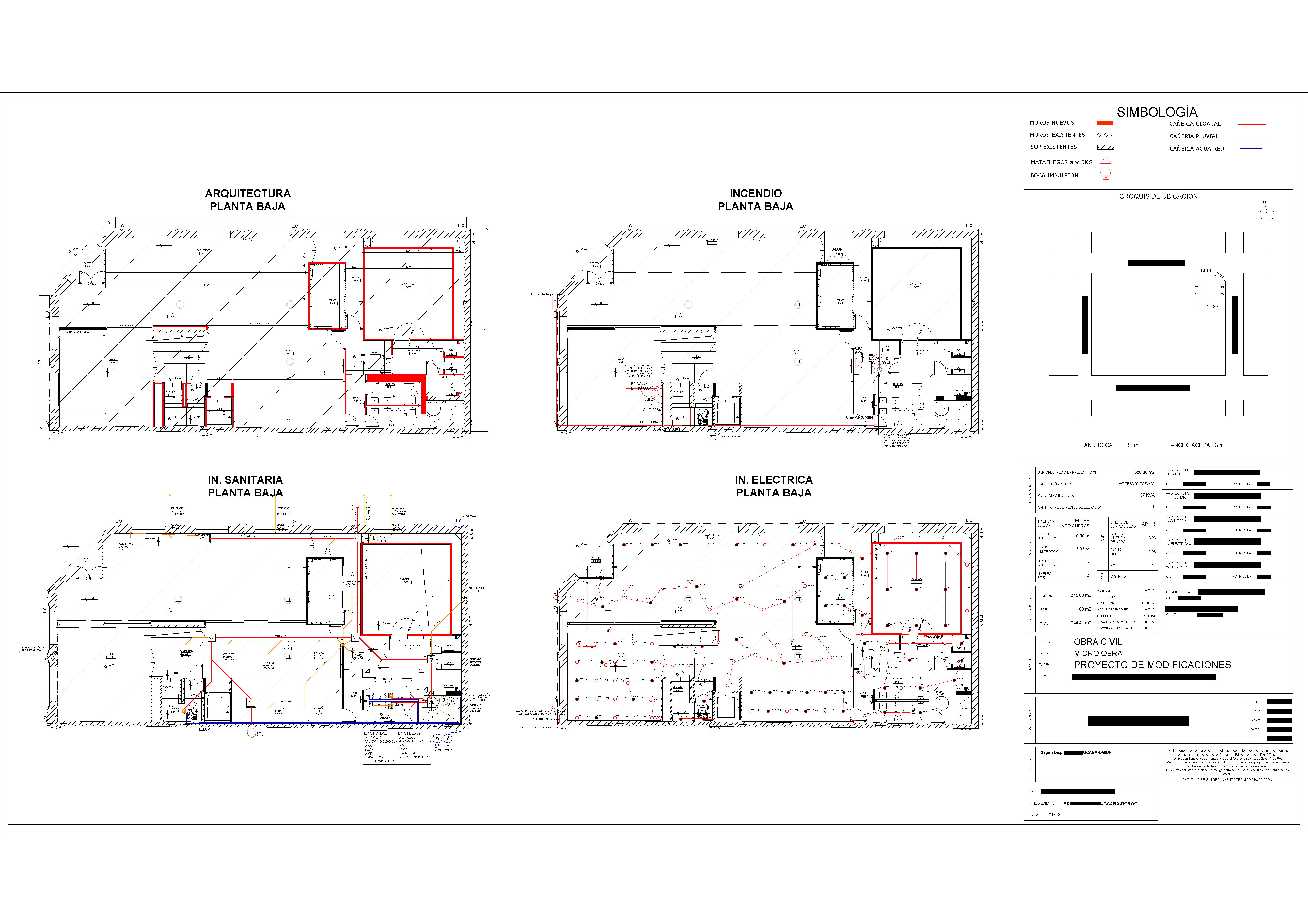 Documentación técnica municipal — plano único aprobación CABA — Nadia Hidalgo arquitecta